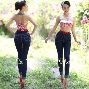 Le Palais Vintage Double Breasted High Waist Jeans